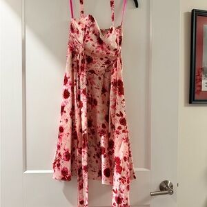 Betsey Johnson Pink and Red Floral Slip Dress